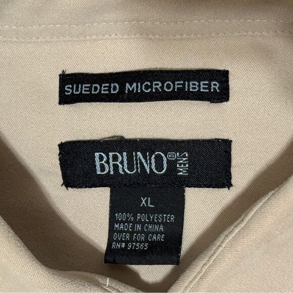 Bruno Sueded Microfiber Long Sleeve Button-Up Shirt Cream Beige Size XL - Picture 5 of 11